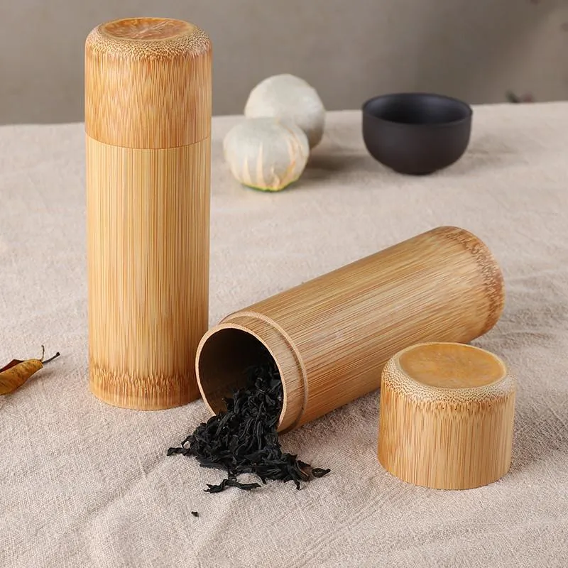 Round Shape Tea Leaves Storage Small Bamboo Box