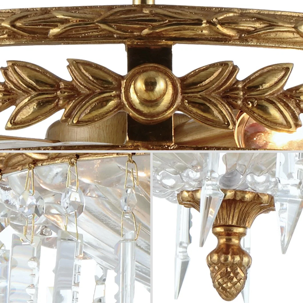 European Round Brass Small Home Decorative Crystal Lights Ceiling