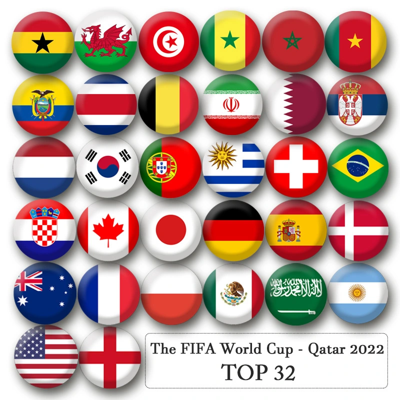 2022 Copa Mundial de Qatar insignia bandera emblema del equipo Brooch hinchas de fútbol artículos de recuerdo