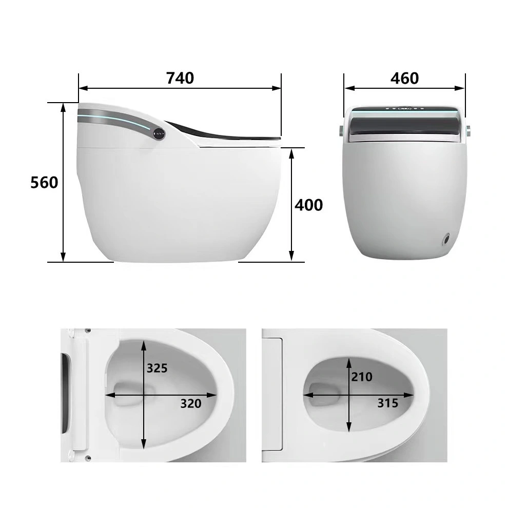 Modern Intelligent Ceramic Bathroom Sanitary Ware Wc Space Saving Waste Trap Smart Toilet with Waterproof Multifunction Control