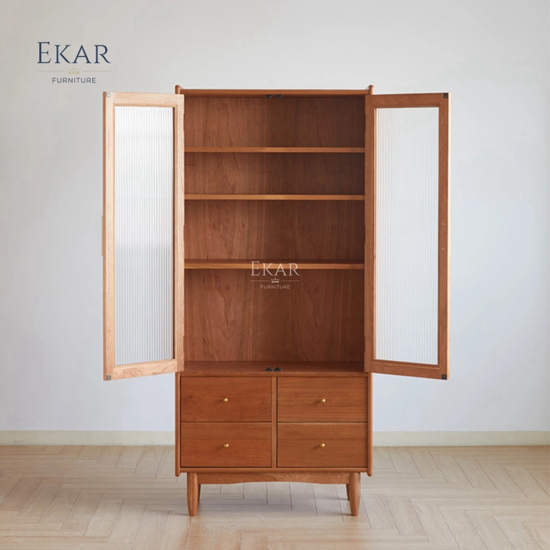 Ekar de diseño clásico de estantería de mobiliario moderno salón de madera maciza Armario de libro