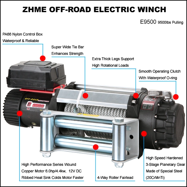 9500 Lbs Offroad Winch Wasserdichte Winch Hot Sale Wireless Fernbedienung