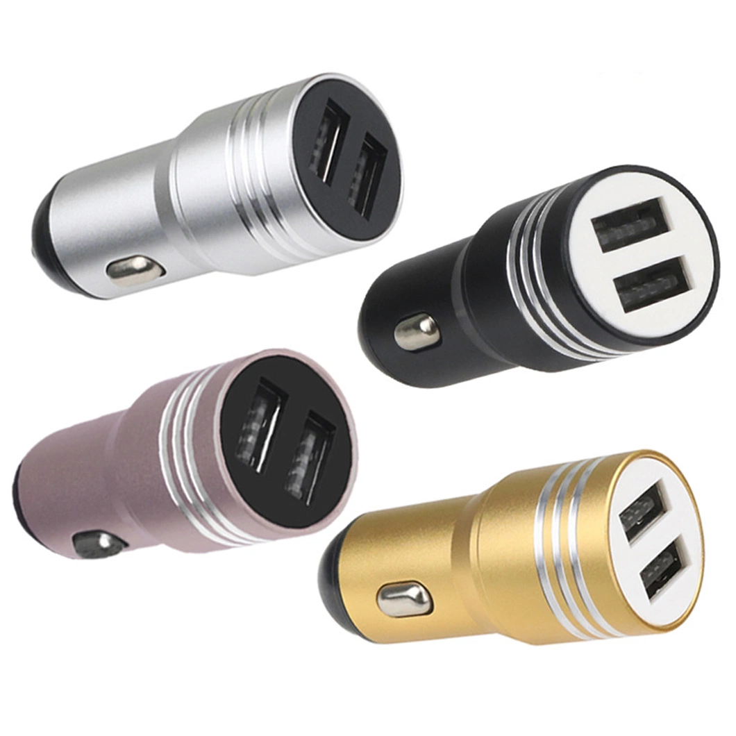 Dos puertos USB Cargador de coche de aleación de aluminio Shell 3.1A QC3.0+USB-C de carga rápida de cargador de coche para 12-24V Modelo de coche