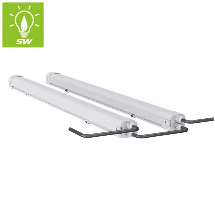 LED Tunnel Lighting IP65ik09 Aluminum Housing LED Waterproof Batten White Lamp Vapor No Clips Protection Tube From Dismantlement Linear LED Triproof Tube Light