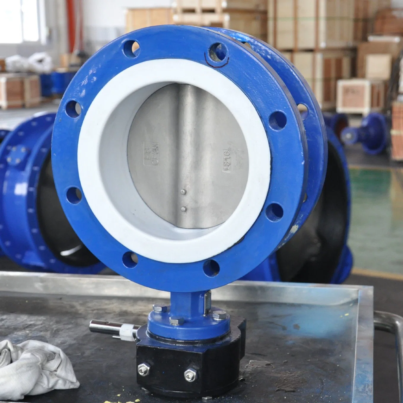 PTFE Lined Seat U Section Flanged Butterfly Valve DIN2501 Pn10/Pn16 ASME B16.1 150lb JIS B2220 10K