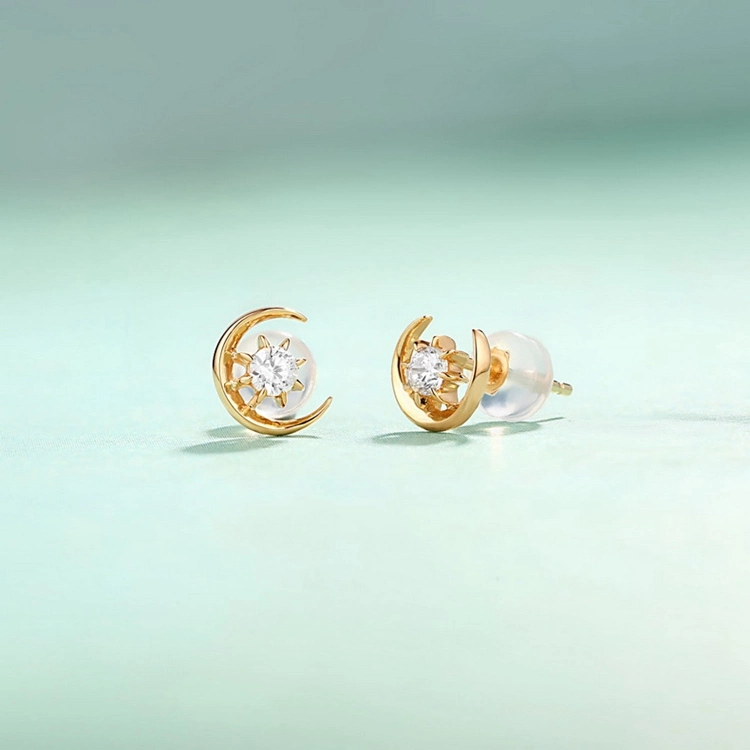 أزياء أنيقة 5A Zircon Stud Earrings 14K 18K Gold Fashion Accessories أكسسوارات الهلال القمر نجم محاجر لمجوهرات الأزياء محاجر