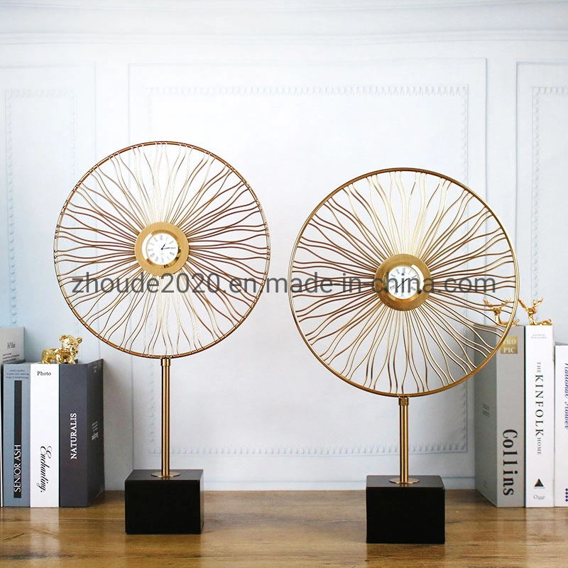 Modern Creative Golden Clock Home Crafts TV Cabinet Entrance Decoration Art and Crafts Metal Craft Luxury