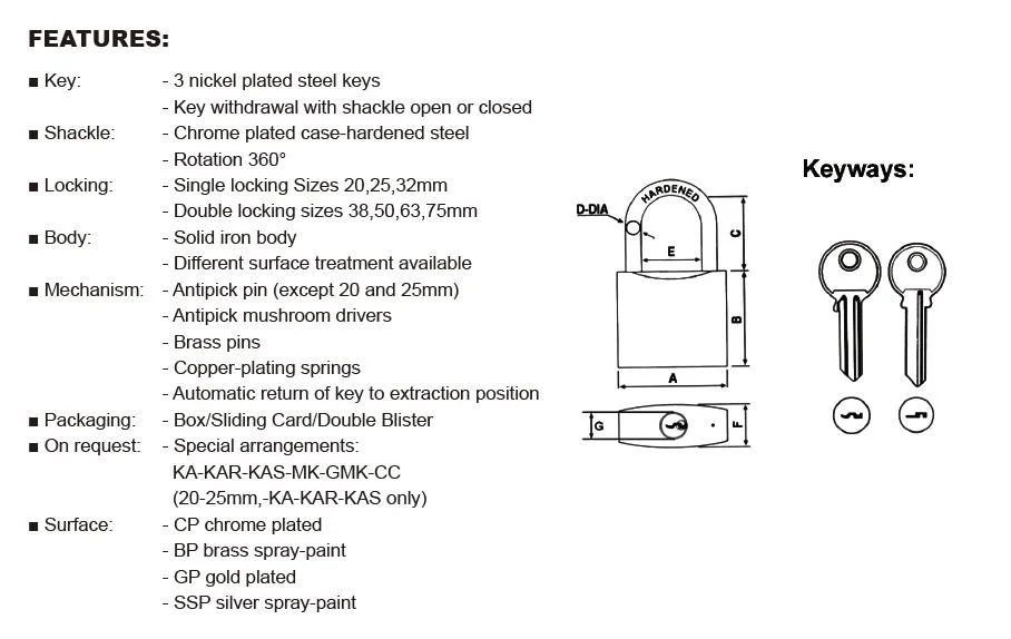 High Security European Model Iron Padlock (009)