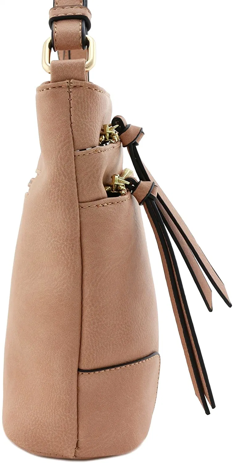 Triple Pocket Lady Women Fashion Designer Crossbody Handbag