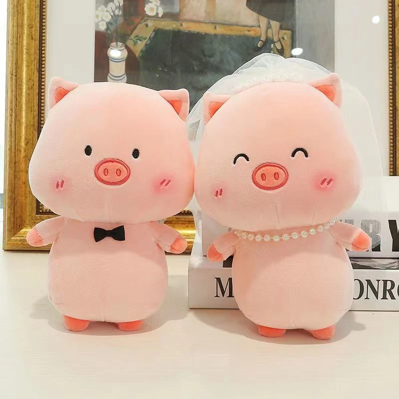 Doll Cute Plush Toy Car Head Wedding Dress Piglet Couple Couple Doll Gift