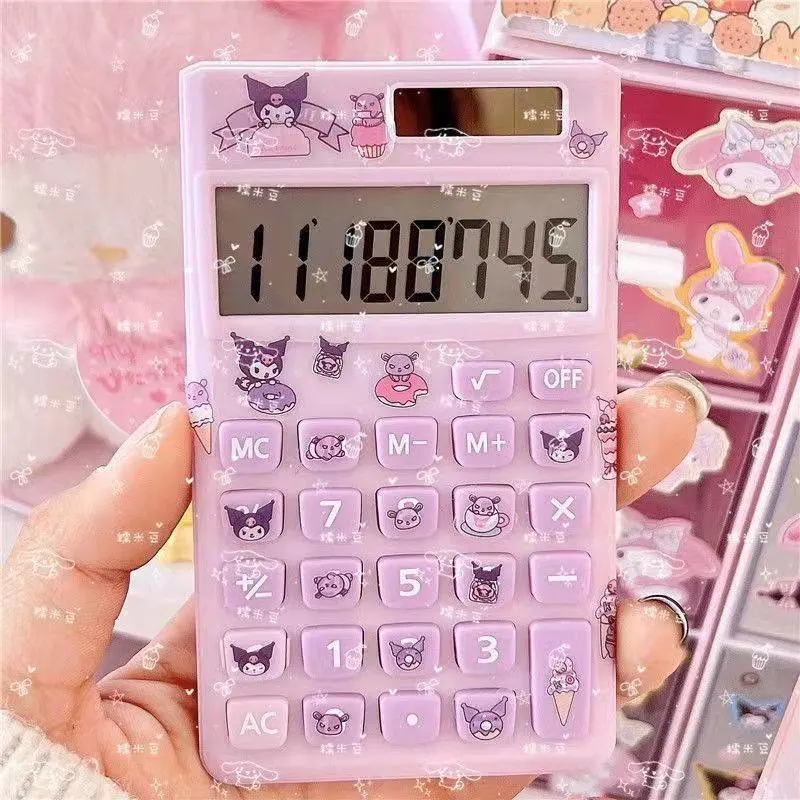 Sanrio Sanrio Ma mélodie Kuromi autocollant Cinnamoroll DIY Kawaii fonction scientifique aux élèves des écoles de la Calculatrice La Calculatrice de l'examen de l'arithmétique