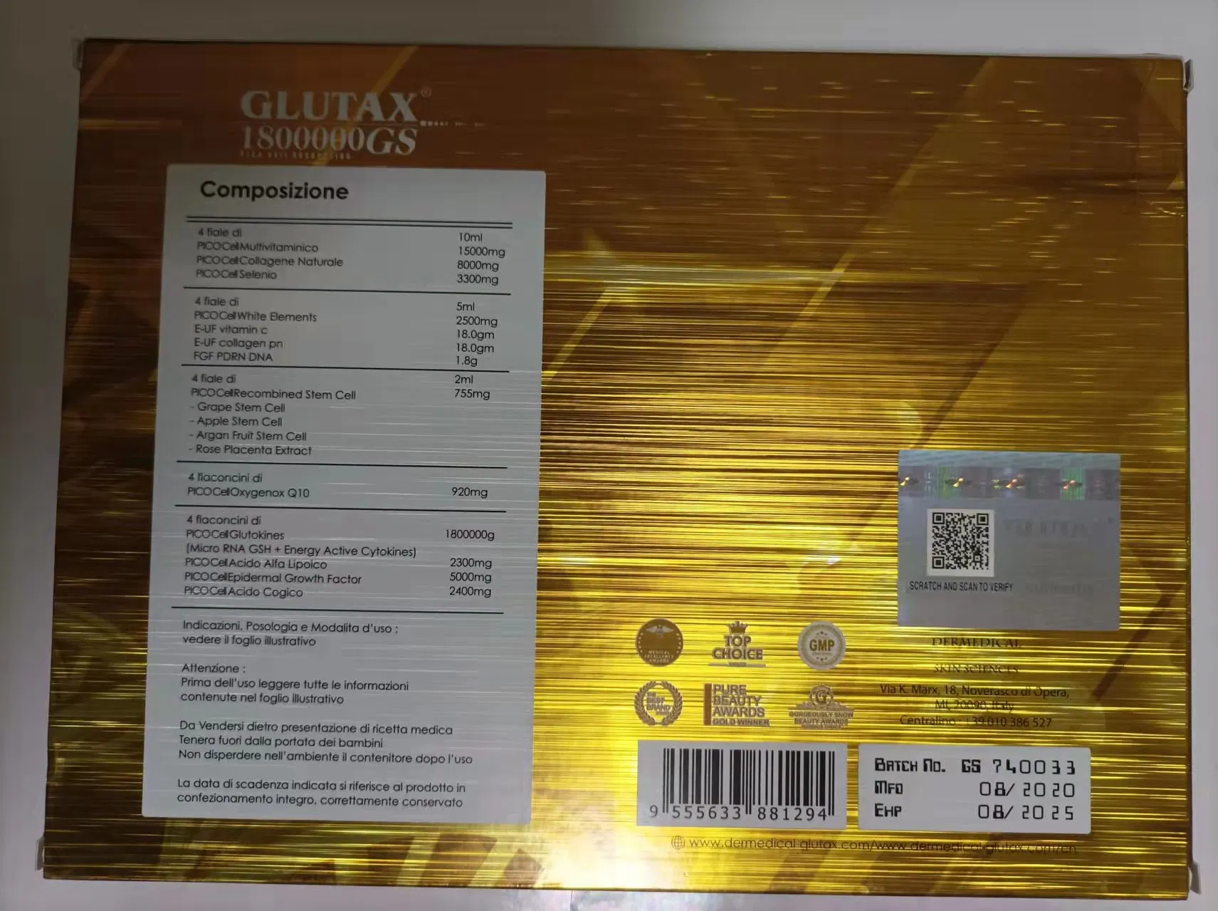 Nouvelle amélioration Glutax 2000000gx 180W Produits d'injection éclaircissants Remplaçant Glutax 2000GS et Glutax 20000gr Glutathion Glutax 2000000gx Éclaircissement ADN