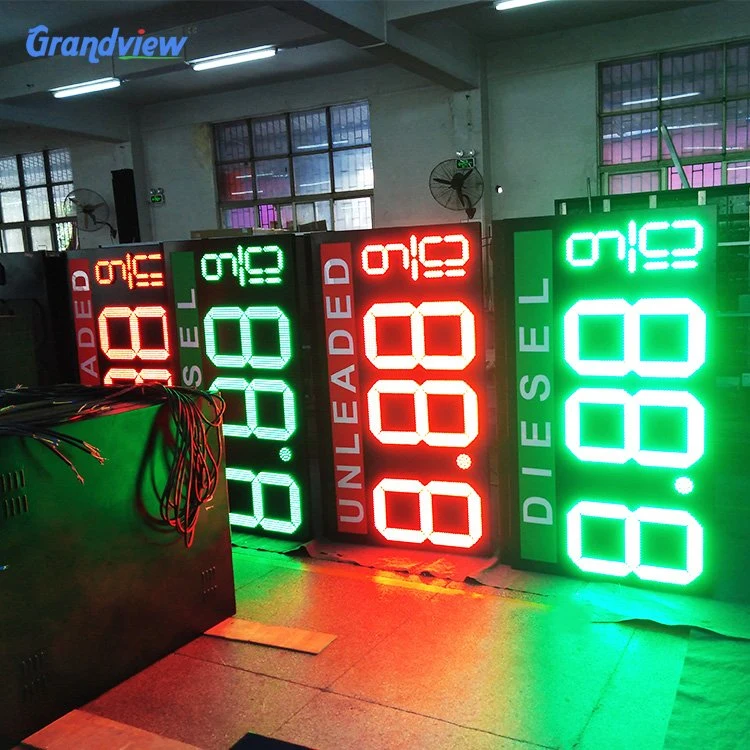 2020 Grandview Red 12 Inch LED Price Sign Petrol Gas Station Screen