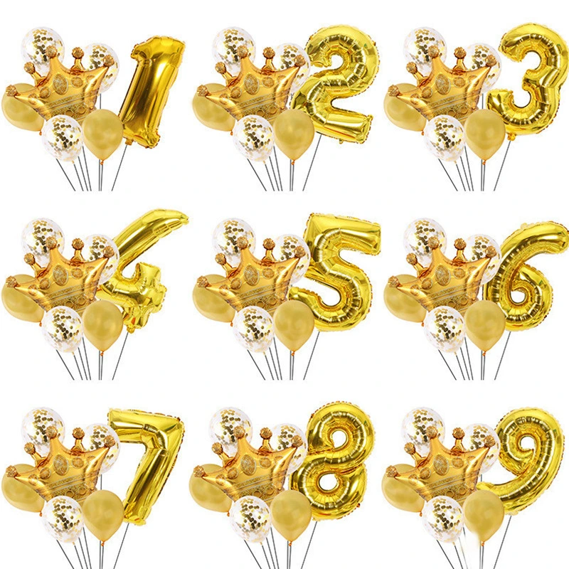 Birthday Valentine's Day Aluminum Foil Gold Cartoon Number Shape Party Decoration Balloon