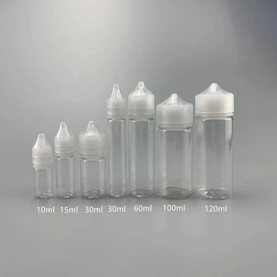 Empty Transperent Pec Plastic Squeeze Luiqid Juice Dropper Bottles with Child Proof Cap