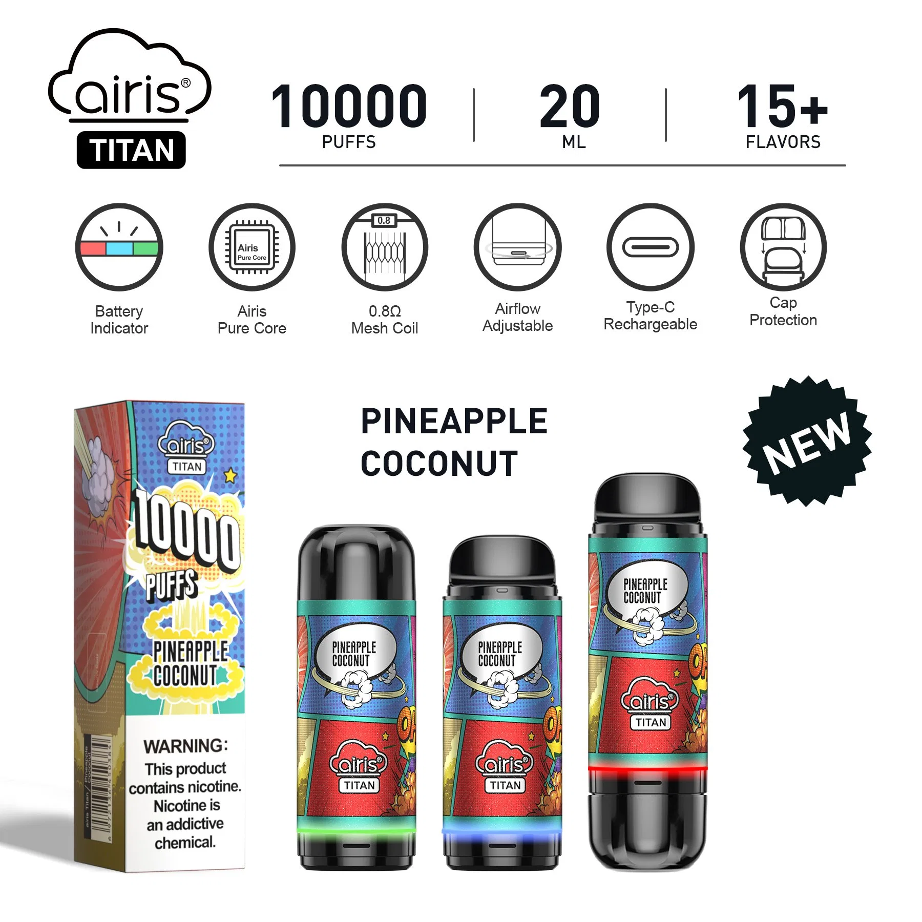 China Factory Großhandel vaper Vapsolo Tornado 10000 Puffs 10K Puff Neuer wiederfüllbarer 20ml-Saft mit Akku-Power-Anzeige für Einweg-Vape Licht