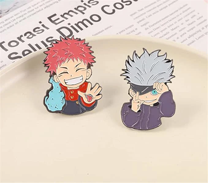 China Manufacturer Hot Sale Fashion Popular Japanese Anime Jujutsu Kaisen Cartoon Zinc Alloy Metal Badge