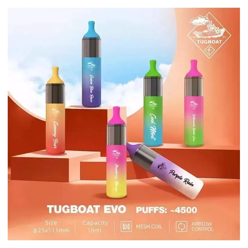 2022 Original Tugboat Evo Disposable/Chargeable Vape Mesh Coil 850mAh Internal Battery 10ml Capacity