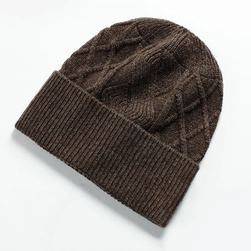 Chunky Customise Warm Knitted Merino Wool Beanie Hat for Men