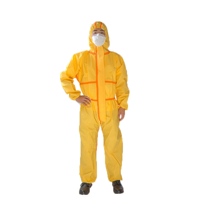 Wholesale PPE Suit Safety Wear Yellow Waterproof Breathable Disposable Protective Clothing