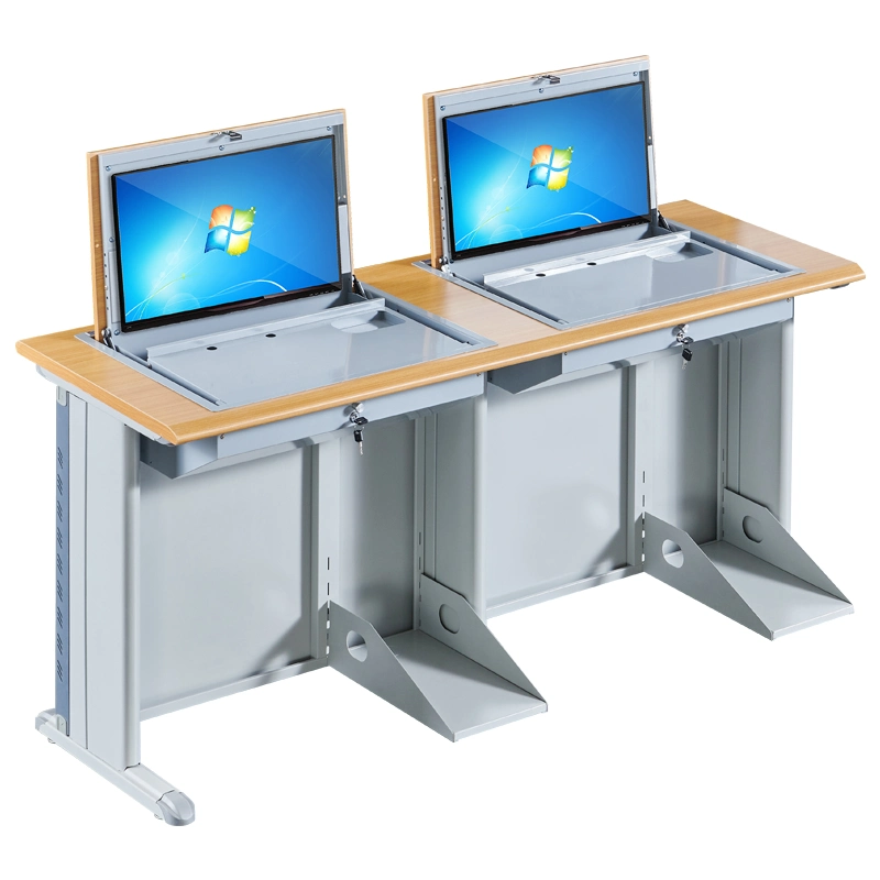 Multimedia Schreibtisch Flip-Computer Schreibtisch Klappbarer LCD-Monitor Tisch Im Klassenzimmer