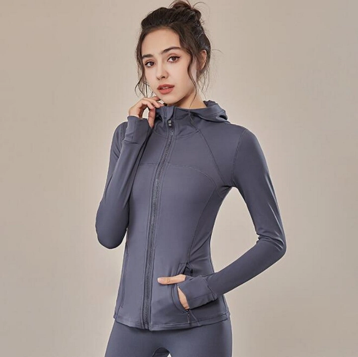 Women&prime; S Long Sleeve Zipper Slimming Bodybuilding Sport Coat