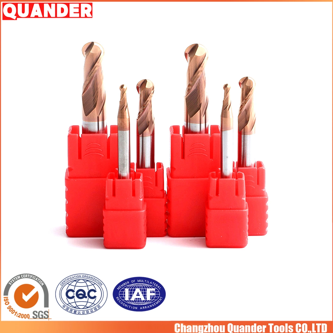 Quander Tools Customized Gear Milling Cutter Altin Coating China 55 HRC End Mill Diamonds Manufacturing Hollow End Mill HRC55 Degree Ball End Mill Cutter