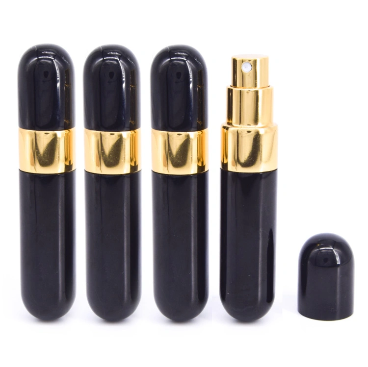 5ml 10ml Luxury Gold Silver Black Glass Spray Bottle Empty Clear Refillable Perfume Atomizer Portable Sample Glass Vials