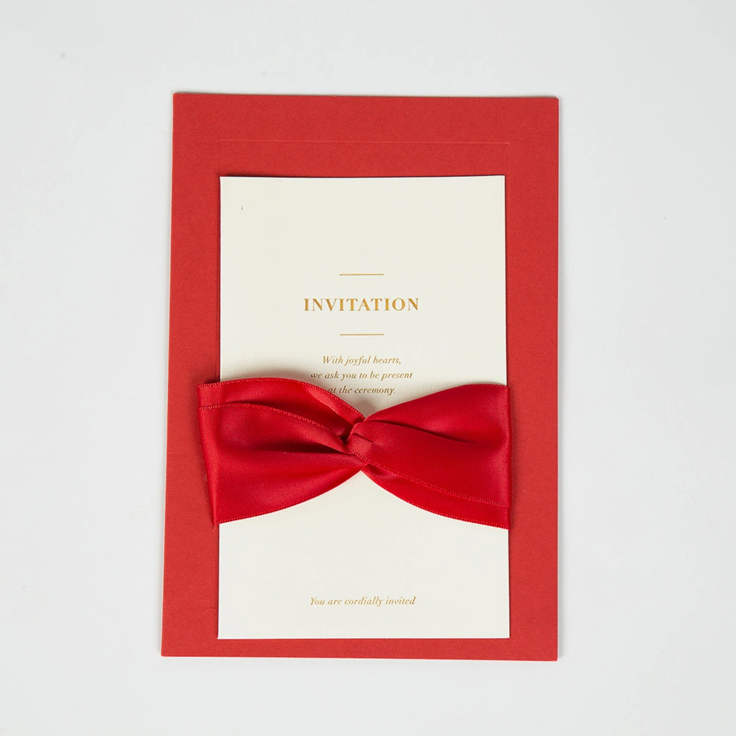 Wholesale Ribbon Personalized Decor Party Supplies/Red Wedding Invitation Cards