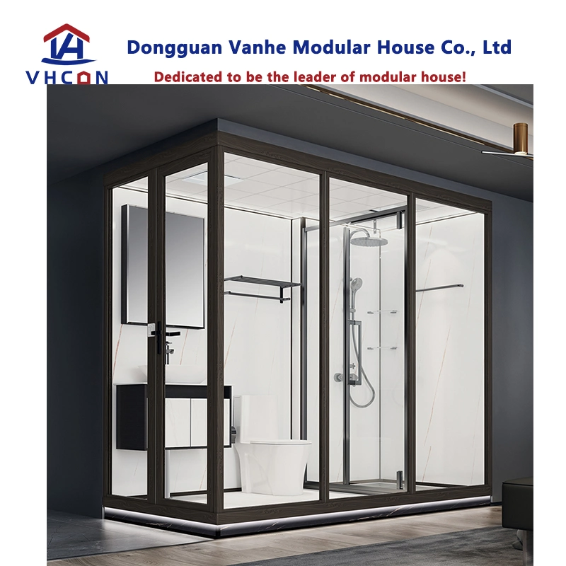 Hotel Design Glass Door Portable Prefabricated Unit Shower Complete Modular Prefab Cabin Bathroom Pod with Toilet