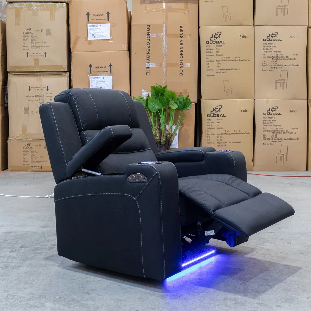 Cy Power Adjustable Headrest Cupholder Cinema Seats Recliner Chair Fabric Sofa