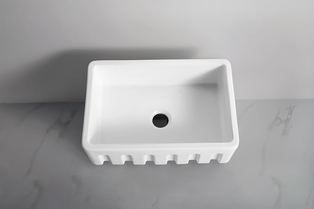 24" Farmhouse White Kitchen Sink Apron Front Fireclay Ceramic Porcelain Deep Single Bowl Reversible Kitchen Sink