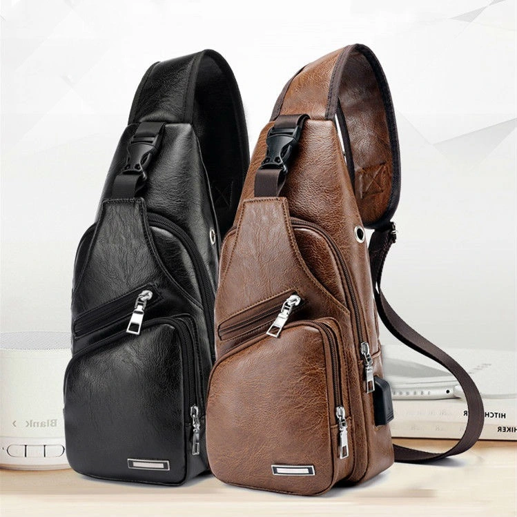 PU Waterproof Leisure USB Charging Single Shoulder Messenger Bag