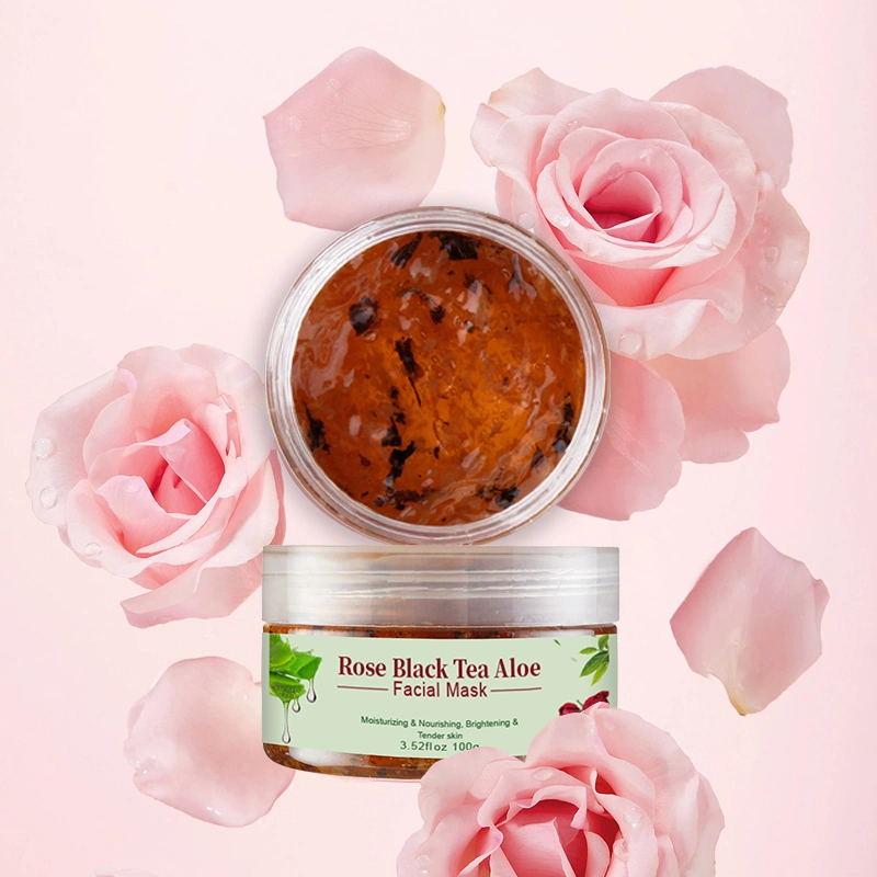 OEM/ODM Rose Black Tea Aloe Cleanser Hydrating Mud Facial Mask Tender Skin