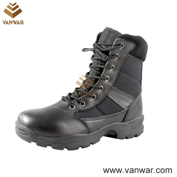 Durable Lightweight Military Style Combat Boots of Black Leather (WCB010)