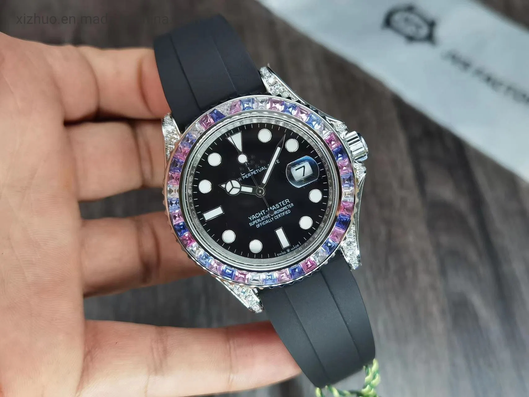 Diseño de bisutería Diamante Rollex Modesan Yate Real de los hombres luminoso Calendario multifunción mecánica ver