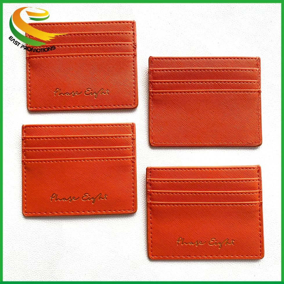 O logotipo personalizado 7 bolsos Senhoras minimalista PU ID da Luva do cartão de crédito bolsa em pele de bloqueio de RFID