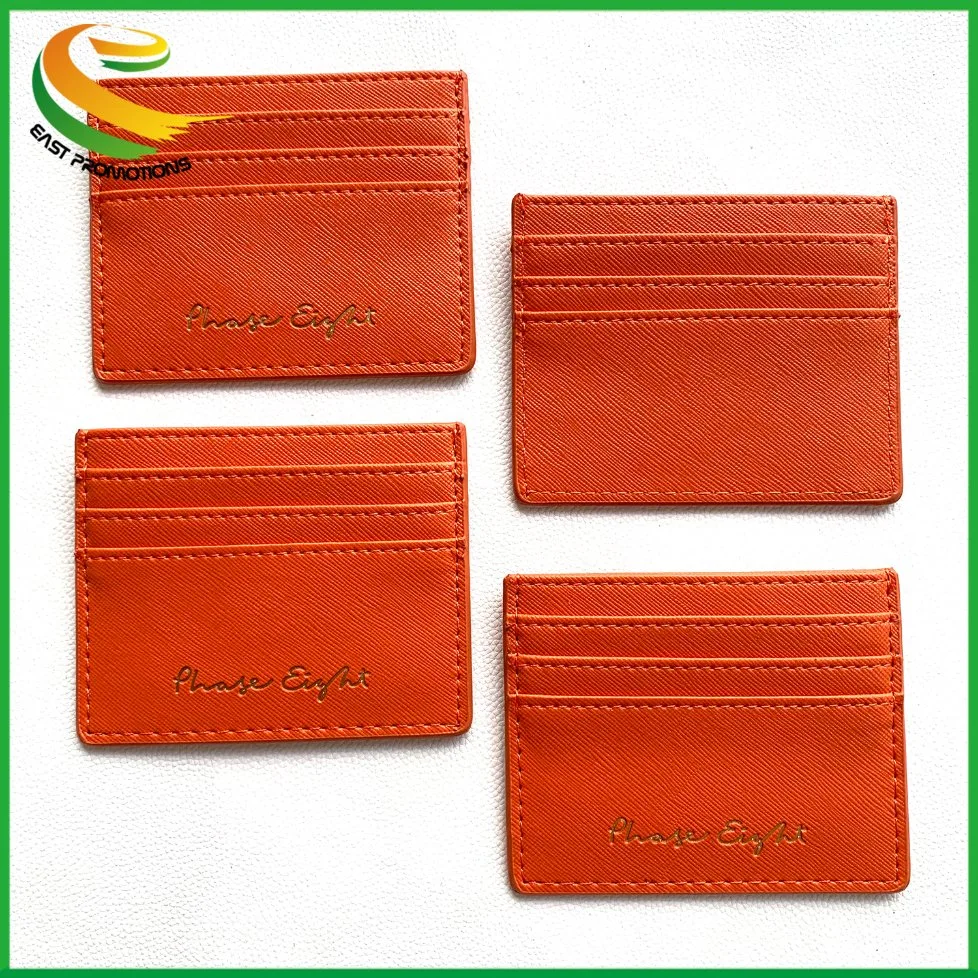 Custom Logo 7 bolsillos minimalistas Señoras PU ID Tarjeta de crédito Funda RFID cartera de cuero bloqueo