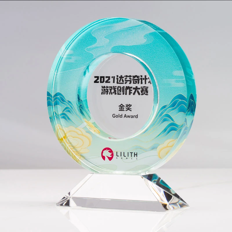 Free Design Activity Prizes Sales Spirit Award Thermal Transfer/Screen Printing Crystal Glass Trophy