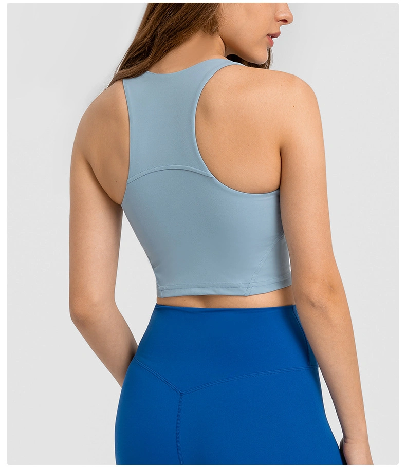 Lu-1 2022 Printemps et été nouvelle ronde de pull-up Tie électrode thoracique Yoga Vest nue High-Elastic serré de sport haut de remise en forme les femmes