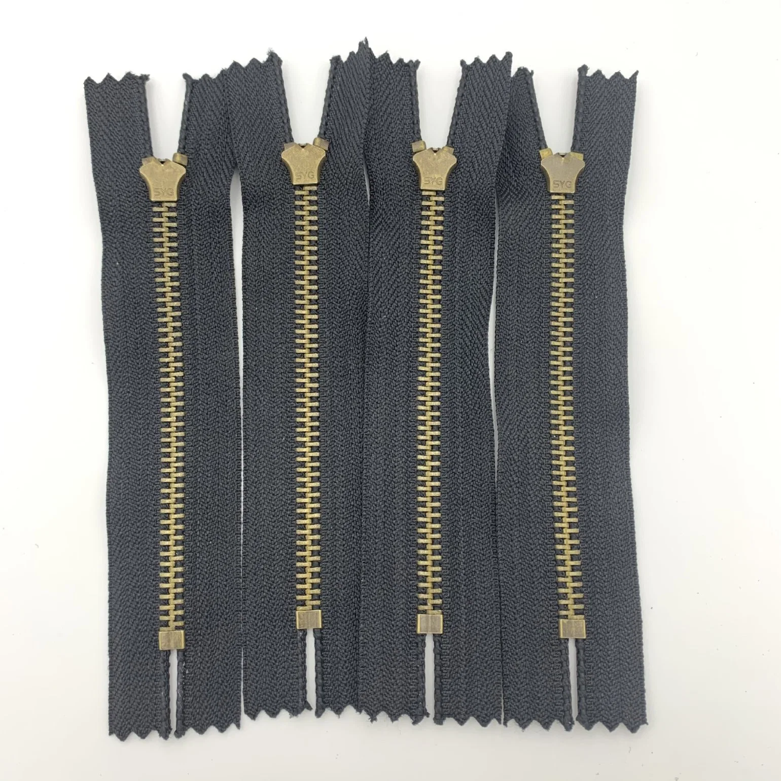 5 Fermetures éclair à extrémité fermée de métal n° dents solides de cuivre de bandes Slider Zipper Jeans Zip dents en or d'accessoires du vêtement fermeture à glissière en métal de fantaisie