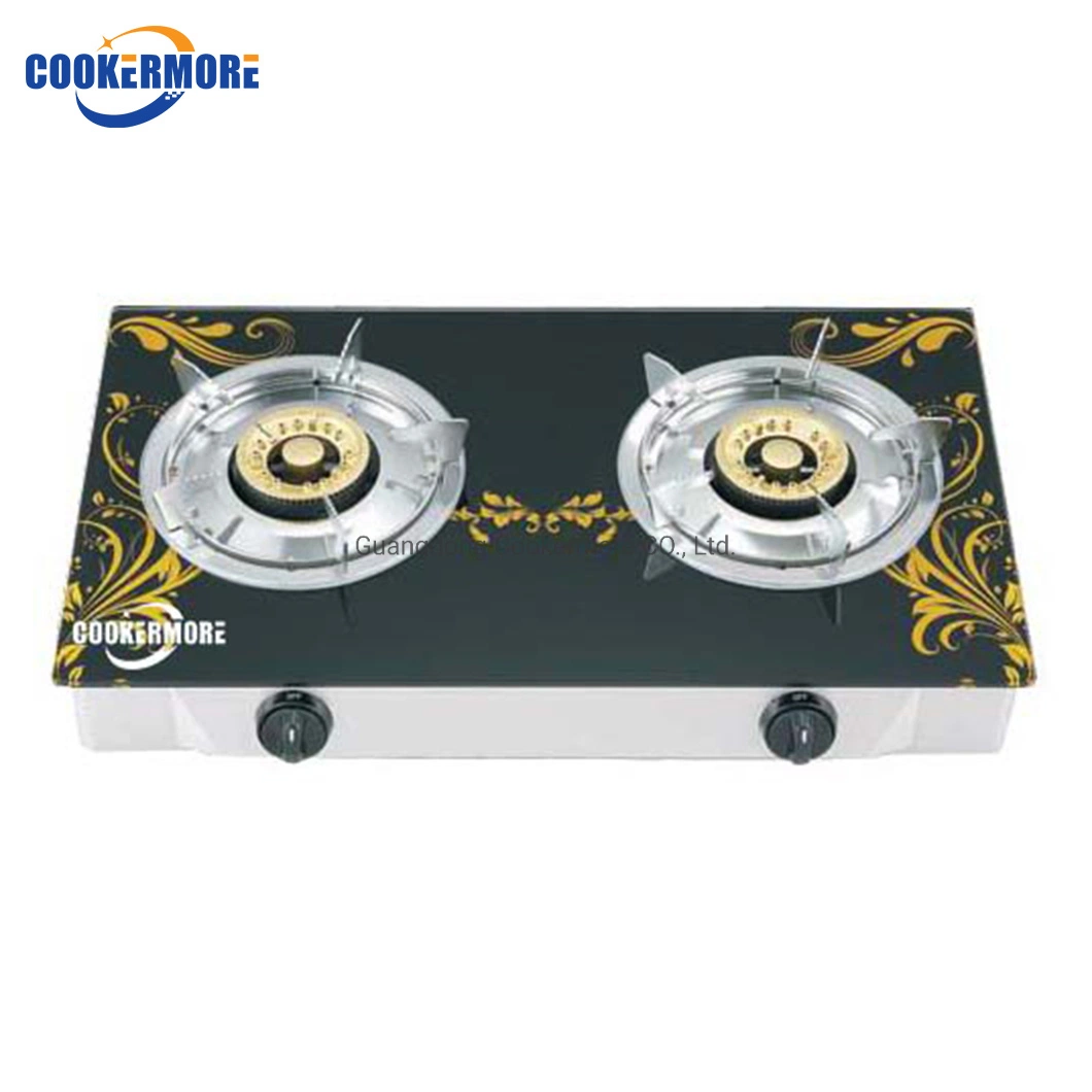 Nuevo modelo de doble de alta calidad superior de cristal los quemadores de gas cocina de gas stove