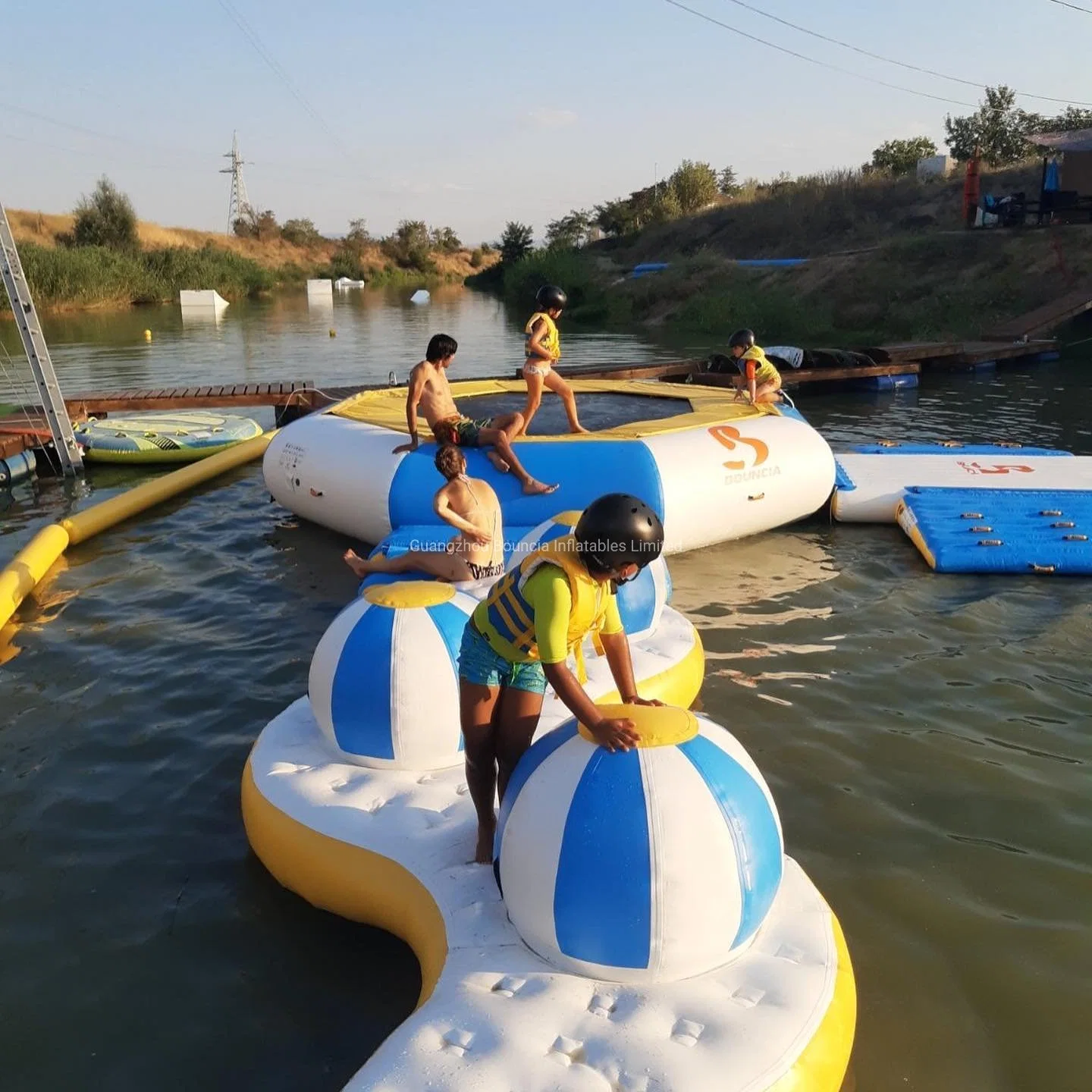 Bouncia personalizados al aire libre Parque Acuático hinchable para el lago o mar