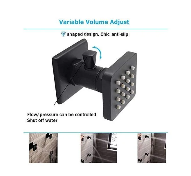 Matte Black 12 Inch LED Thermostatic Overhead Rain Shower Jet Set, Body Spray with on-off Switch