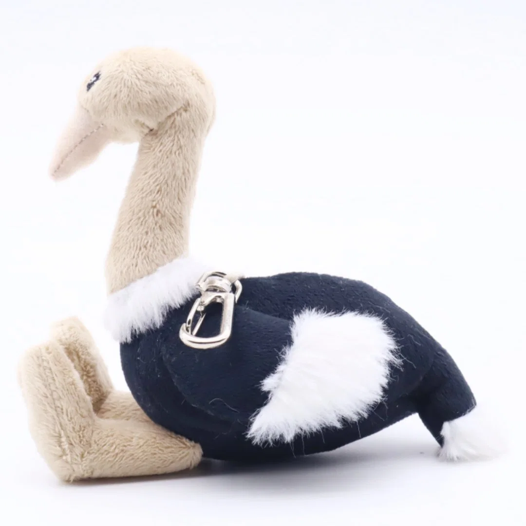 Wholesale/Supplier Plush Toys Custom Lifelike Animal Black/Beige Wild Ostrich Birds Keychain Key Ring for Bag 12cm Soft Stuffed Backpack Key Chain Clip