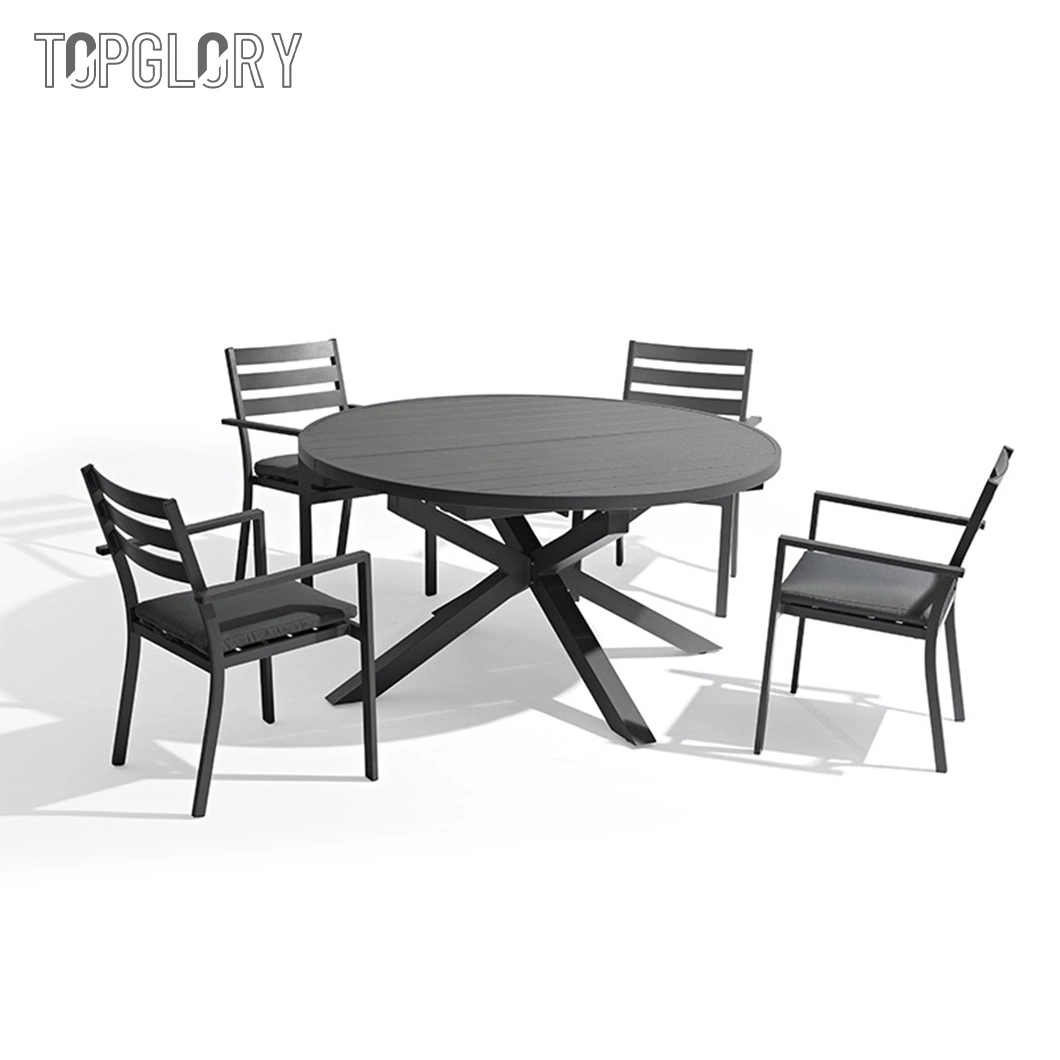 Wholesale Home Hotel Outdoor Furniture Combination Courtyard Patio Villa Garden Aluminum Alloy Leisure Dining Set