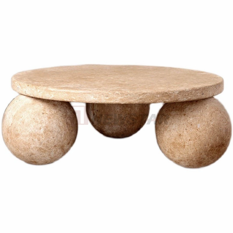 Meubles de salon en pierre naturelle Travertine Table à café ronde Table en marbre