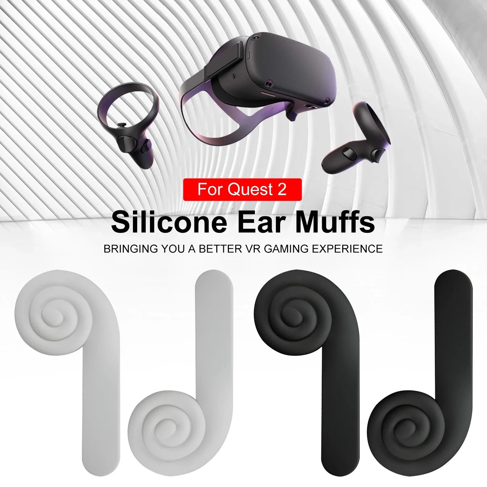 New Silicone Earmuffs for Oculus Quest 2 Vr Headset, Noise Reduction Enhanced Headset Sound Ear Muffs for Quest 2 Vr Accessories