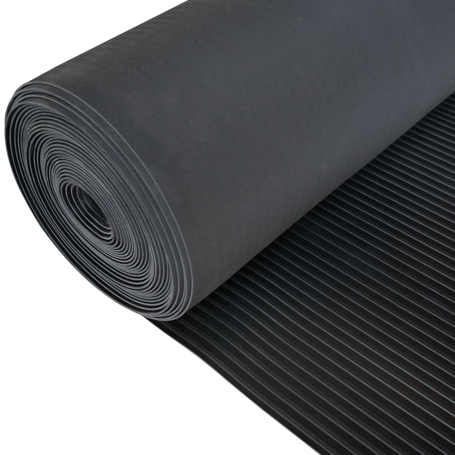 Black Extra Width Wide Ribbed Pattern Mat