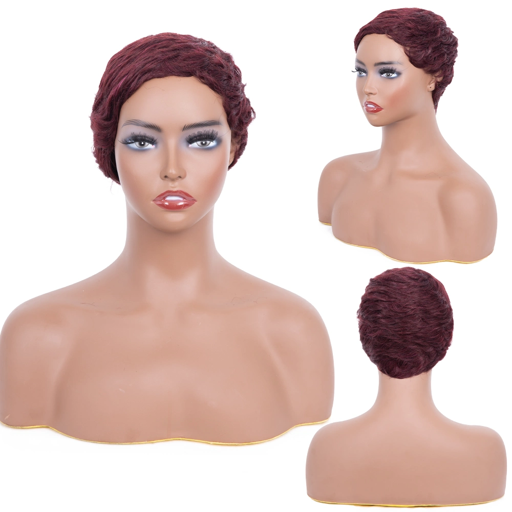 High quality/High cost performance  100% Remy Hair Short Glueless Curly Human Hair Wigs